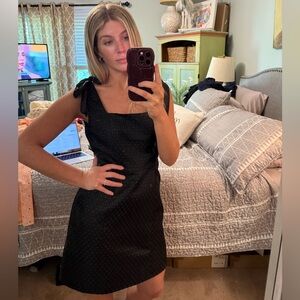 Cooper Key black mini dress with gold detail